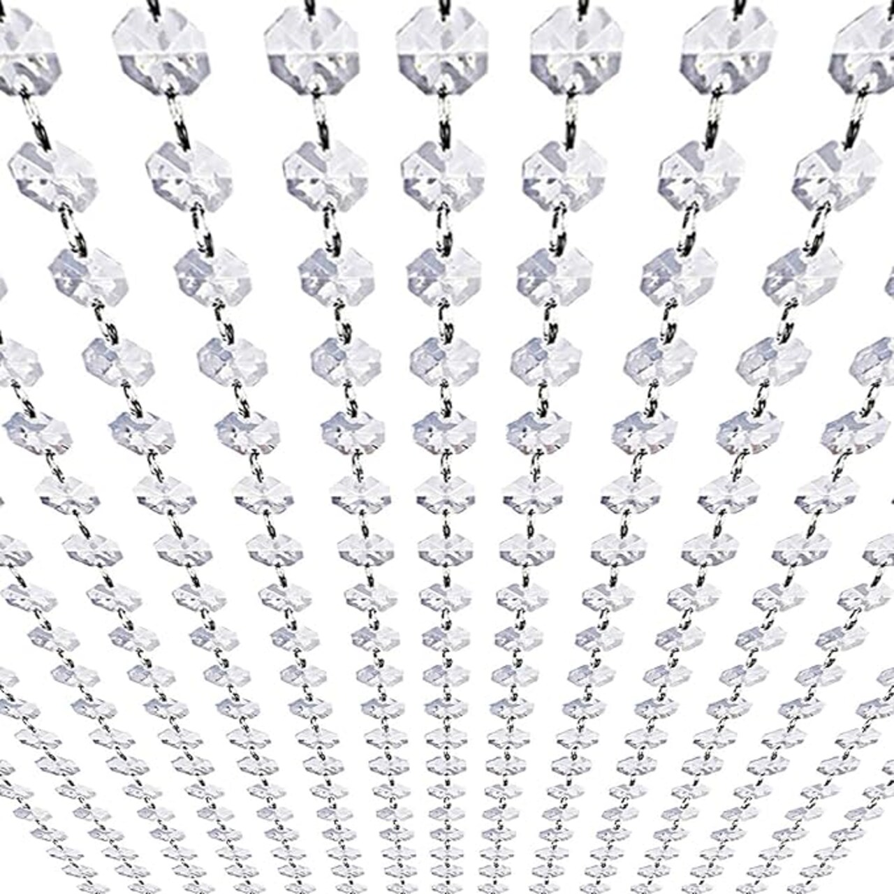 99ft Acrylic Crystal Garland Strands - Hanging Chandelier Gem Bead Chain - 14mm Clear Octagon Prism Diamond String Decorations for Wedding Party Manzanita Centerpiece Christmas Tree